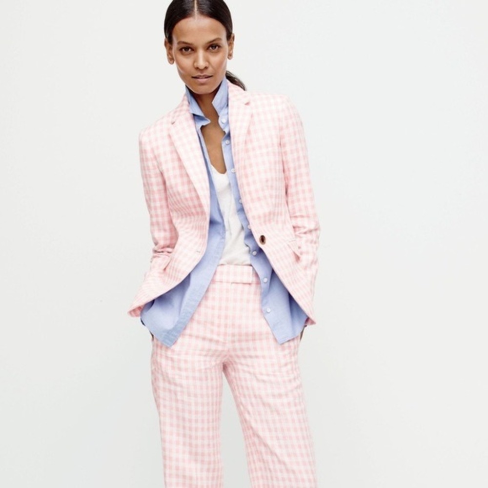 JCrew Pink Gingham Easter Spring Blazer